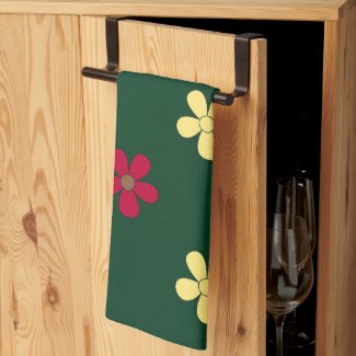 Colorful Flowers Green Floral Pattern