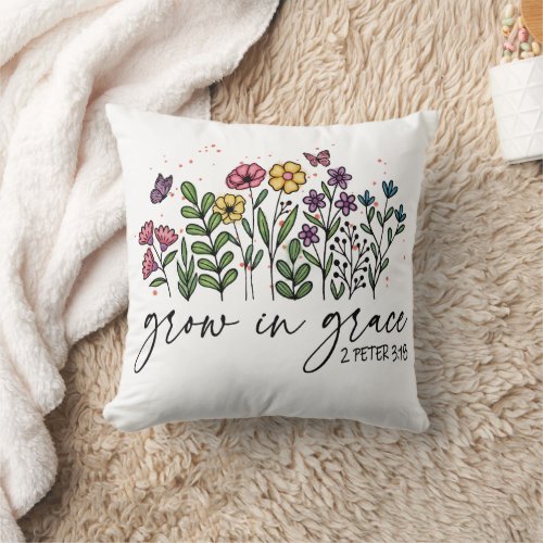 Colorful Flowers Growing In Grace Sublimation  Throw Pillow