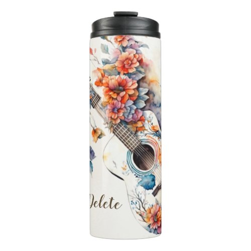 Colorful Flowers Guitar Music Instrument Elegant Thermal Tumbler