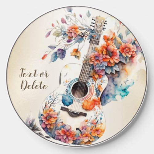 Colorful Flowers Guitar Music Instrument Elegant Wireless Charger