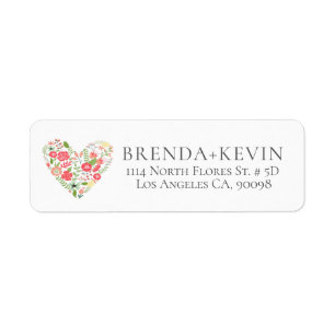 Colorful Flowers Heart Illustration Label