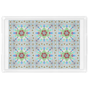 Colorful Flowers & Hearts Acrylic Tray