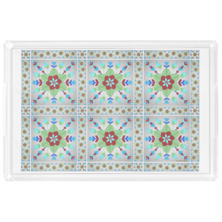 Colorful Flowers & Hearts Acrylic Tray