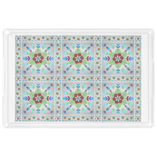 Colorful Flowers & Hearts Acrylic Tray (Front)