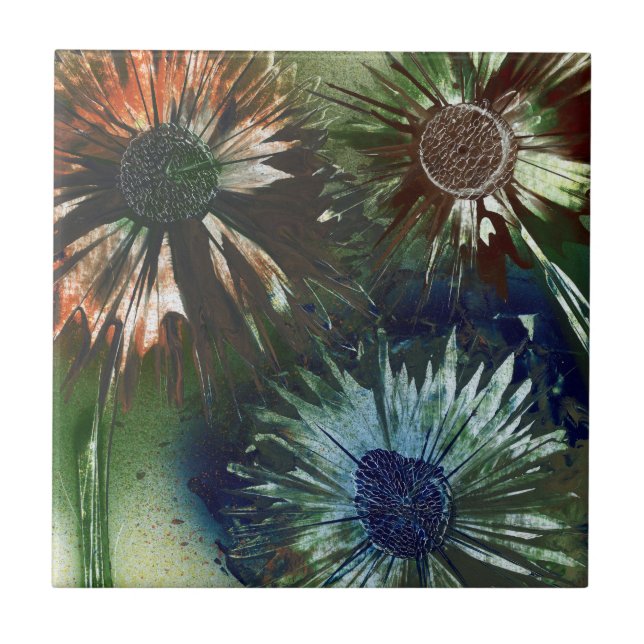 Colorful Flowers in Bloom Ceramic Tile (Front)