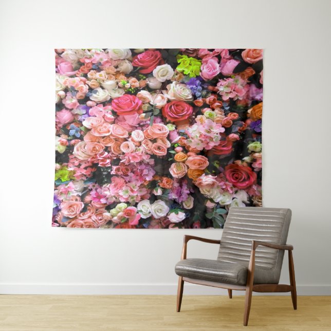 Colorful Flowers in Bloom Floral Bouquet Tapestry (In Situ (Horizontal))