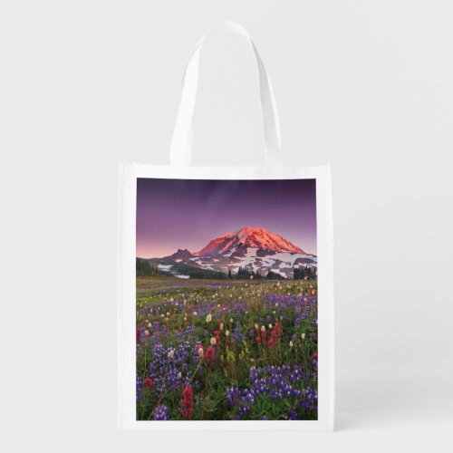 Colorful Flowers in Rainier National Park Grocery Bag