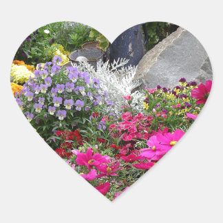 Colorful Flowers in Skagway Park, Alaska Heart Sticker