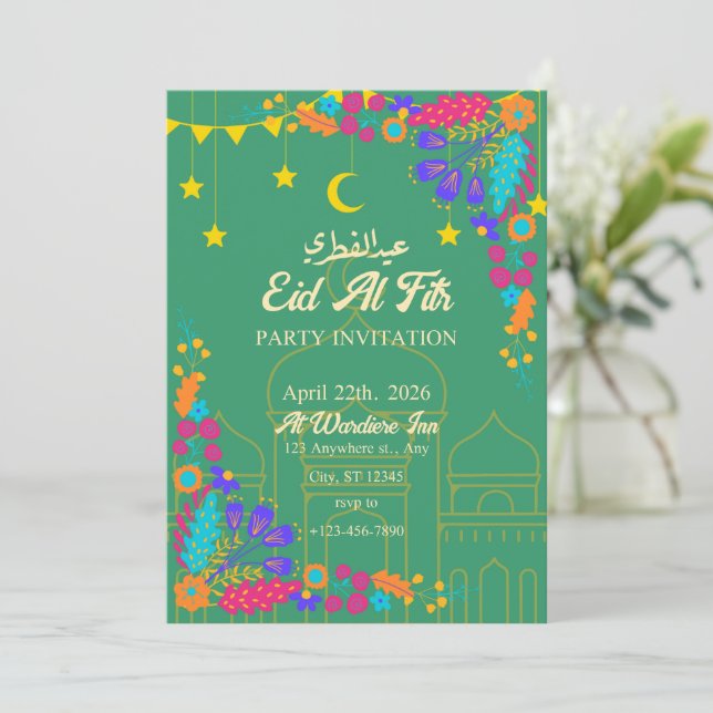 Colorful Flowers  Invitation (Standing Front)