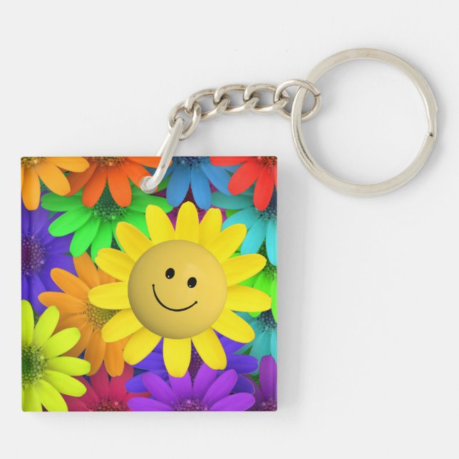 Colorful flowers keychain (Back)