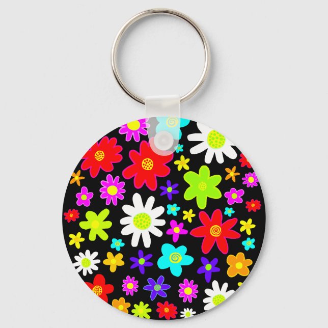 Colorful Flowers Keychain (Front)