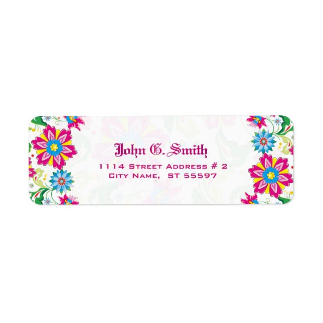 Colorful Flowers Label (Front)