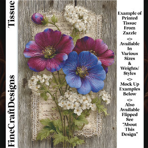 Colorful Flowers, Lace, Rustic Wood DS5L Decoupage Tissue Paper