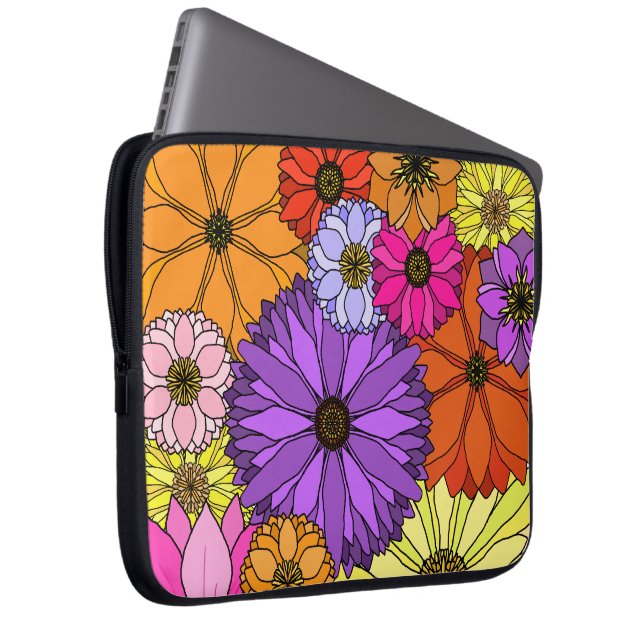 Colorful Flowers Laptop Sleeve (Front Right)