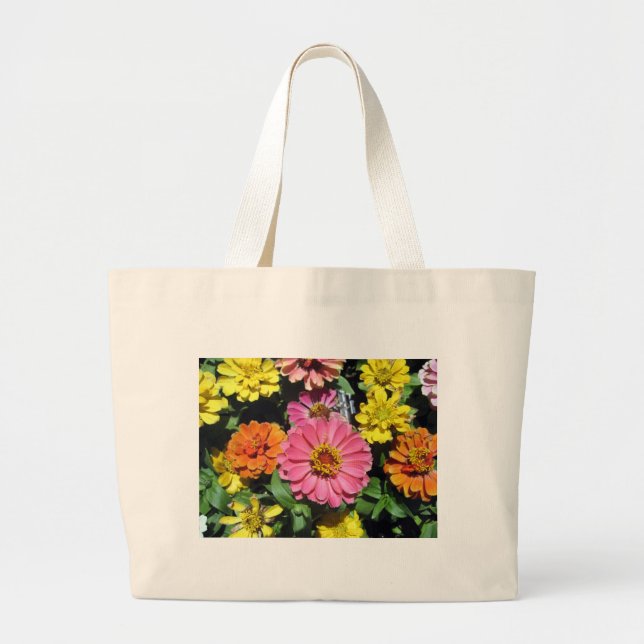 Colorful Flowers Large Tote Bag (Front)