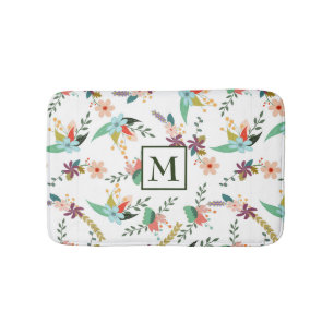 Colorful Flowers & Leaves Bath Mat