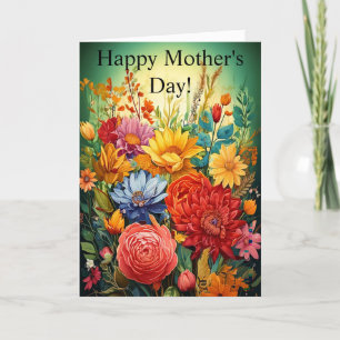 Colorful Flowers Letterpress Thank You Card