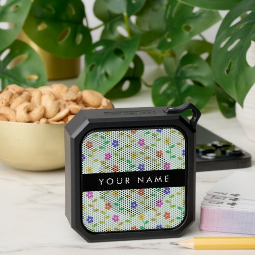 Colorful Flowers Light Green Background Black Bluetooth Speaker