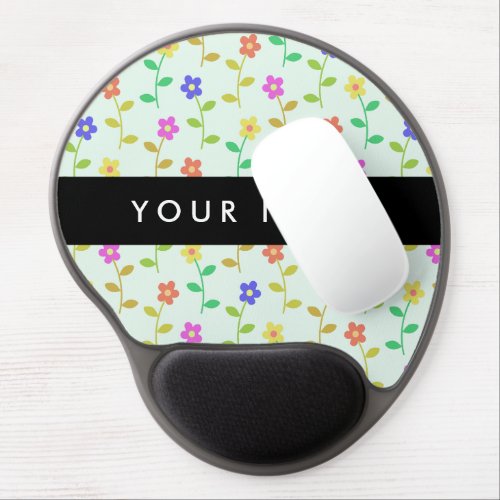 Colorful Flowers Light Green Background Black Gel Mouse Pad