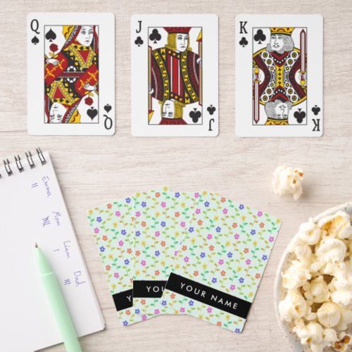 Colorful Flowers Light Green Background Black Pinochle Cards