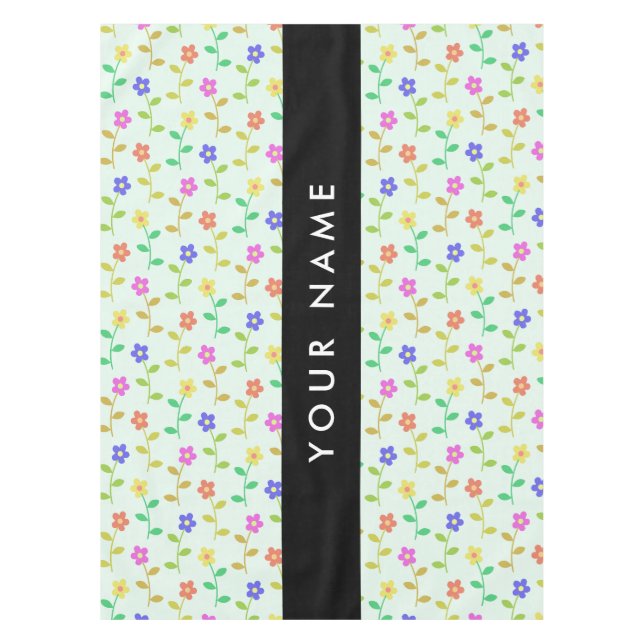 Colorful Flowers, Light Green Background, Black Tablecloth (Front)