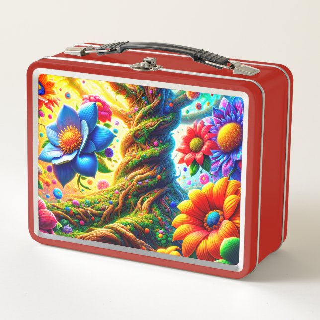 Colorful Flowers Metal Lunch Box (Front)