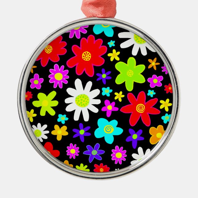Colorful Flowers Metal Ornament (Front)