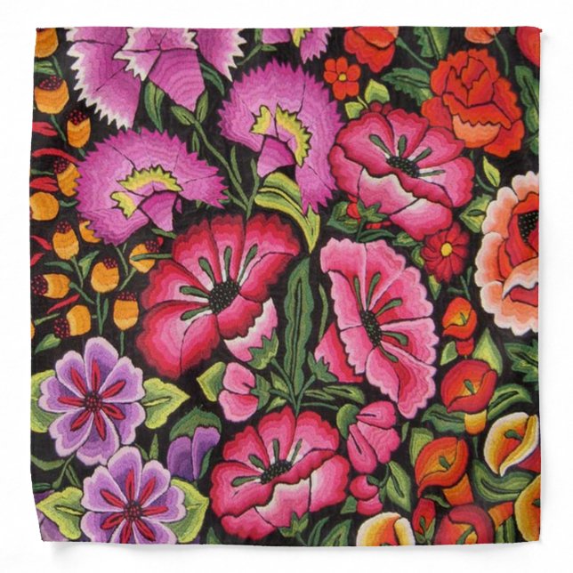 colorful flowers, mexican style bandana (Front)