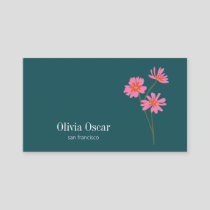 Colorful Flowers Modern Pink Teal Green Floral Business Card