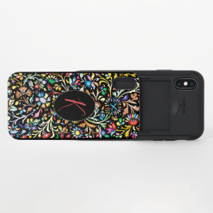 Colorful Flowers Monogrammed iPhone XS Slider Case
