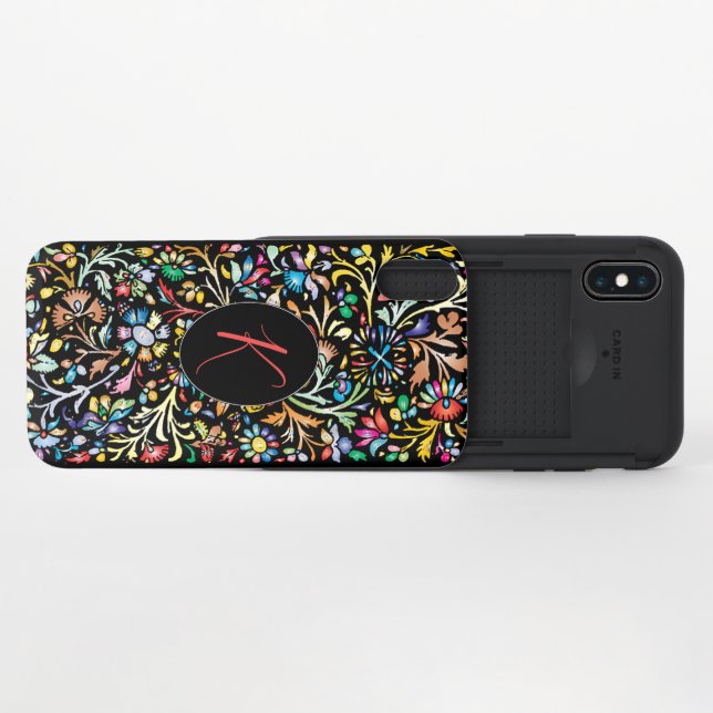 Colorful Flowers Monogrammed iPhone  Uncommon iPhone Case (Open)