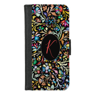 Colorful Flowers Monogrammed iPhone 8/7 Wallet Case