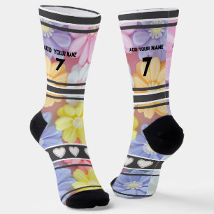 Colorful Flowers - Name Number Socks