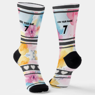 Colorful Flowers - Name Number Socks