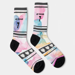 Colorful Flowers - Name Number Socks
