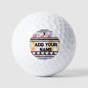 Colorful  Flowers - Name Number Socks Golf Balls