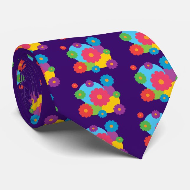 Colorful Flowers Neck Tie (Rolled)