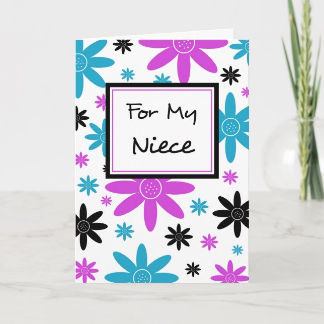 Colorful Flowers Niece Flower Girl Inivtation Card (Front)