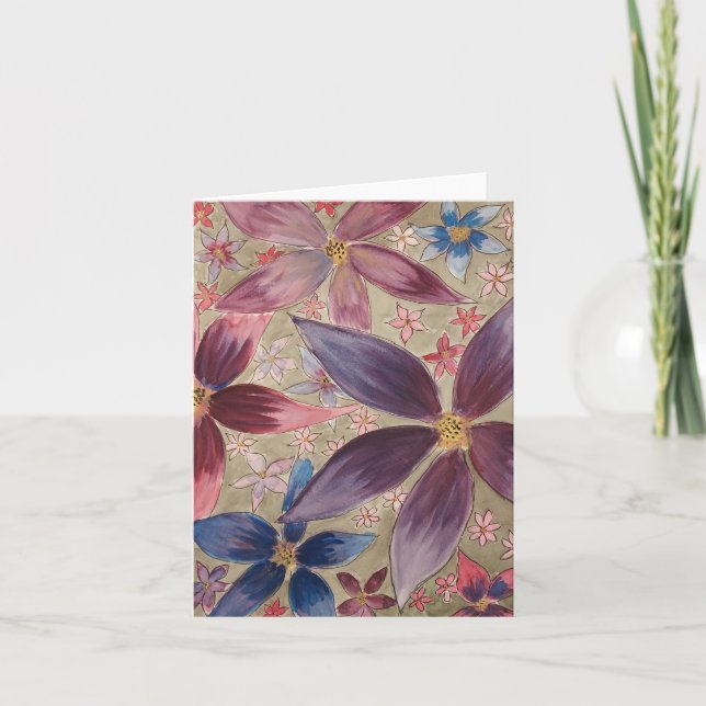Colorful Flowers Note Card (Front)