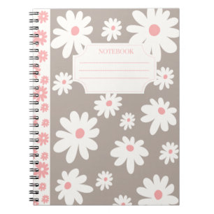 Colorful Flowers Notebook Collection: White&Brown