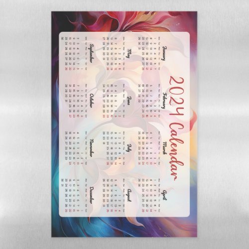 Colorful Flowers Oil Paintings 2024 Calendar       Magnetic Dry Erase Sheet