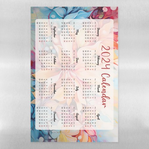 Colorful Flowers Oil Paintings 2024 Calendar       Magnetic Dry Erase Sheet