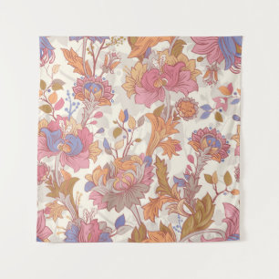 Colorful flowers on a light backdrop. Gentle seaml Tapestry