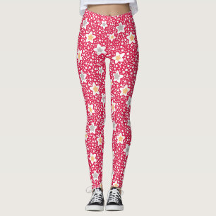 Colorful flowers on a retro polka dot background leggings
