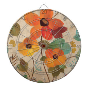 Colorful Flowers on an Off White Background Dartboard