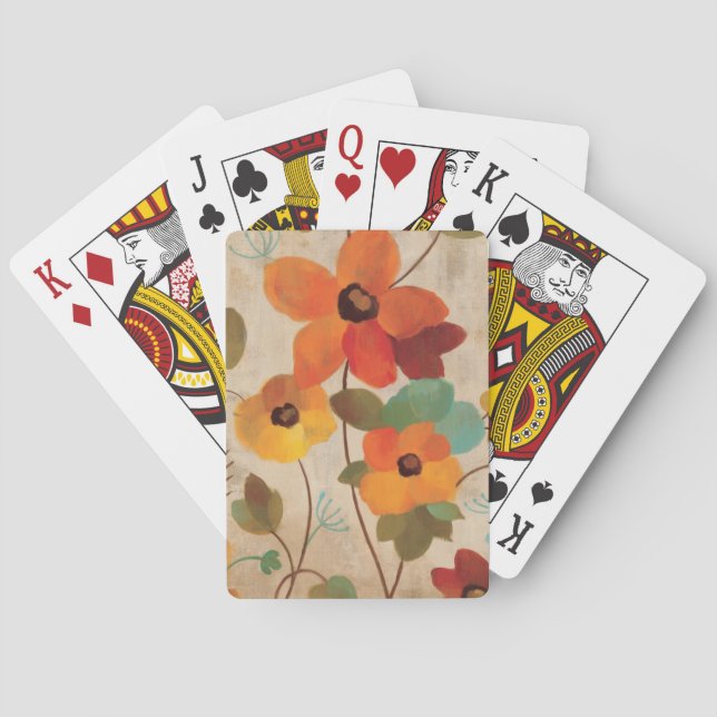 Colorful Flowers on an Off White Background Poker Cards (Back)
