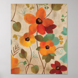 Colorful Flowers on an Off White Background Poster
