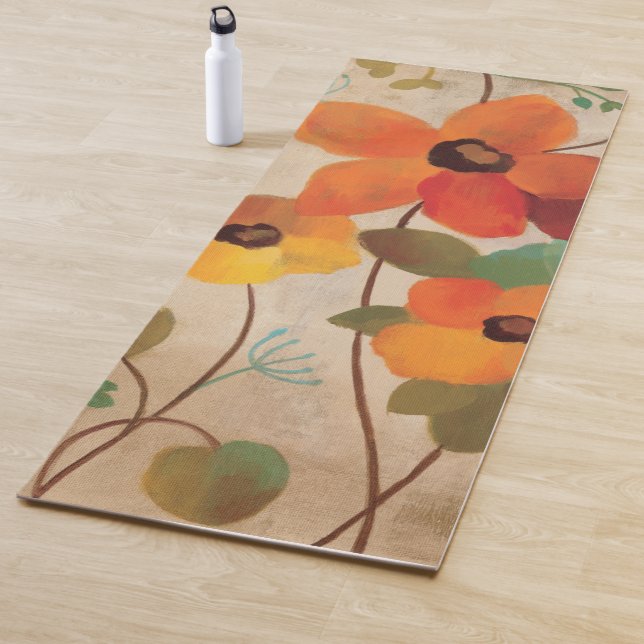 Colorful Flowers on an Off White Background Yoga Mat (In Situ)