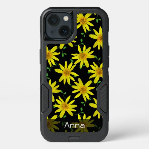 Colorful Flowers on any Color any Text iPhone 13 Case