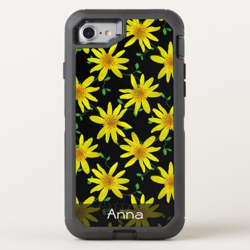 Colorful Flowers on any Color any Text OtterBox Defender iPhone SE87 Case